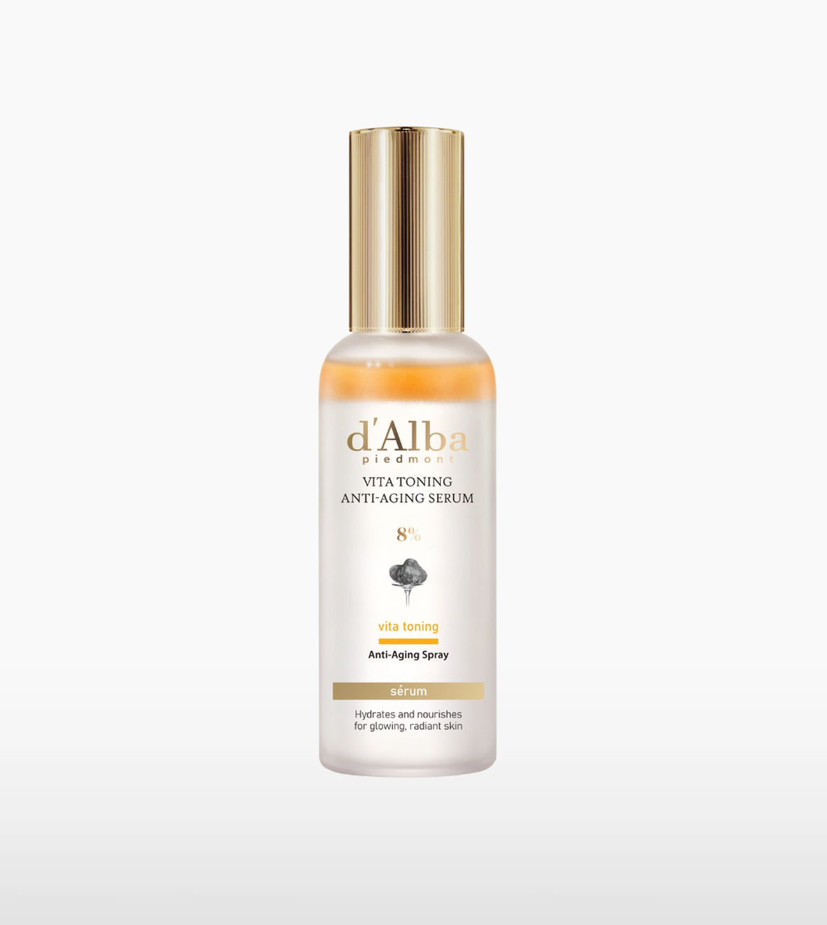 d'Alba Vita Toning Anti-Aging Spray Serum 8% bottle on a white background