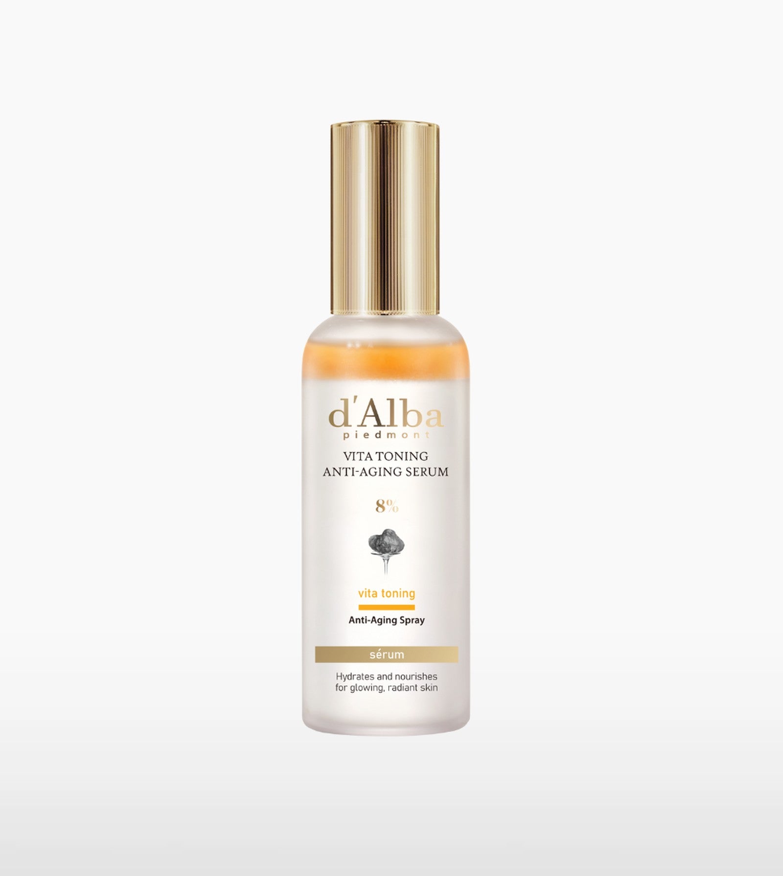 d'Alba Vita Toning Anti-Aging Spray Serum 8% bottle on a white background